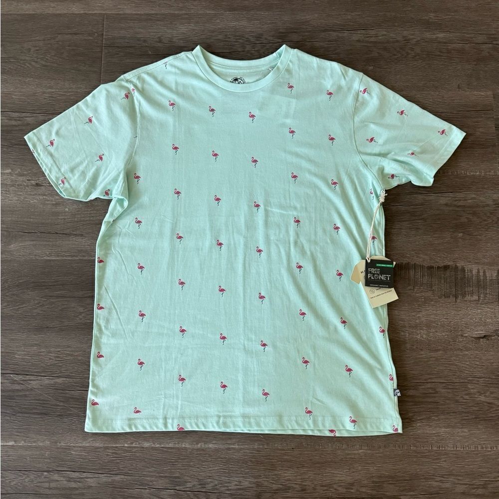 Free Planet Mint Blue Flamingo T-Shirt